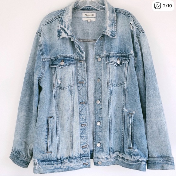 Madewell The Oversized Distressed Jean Jacket in Junction Wash - Picture 2 of 6